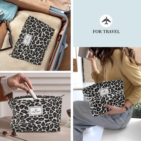 Leopard Makeup Bag Organizer Cosmetic Bags for Women and Girls,Travel Toiletry B - Picture 6 of 6